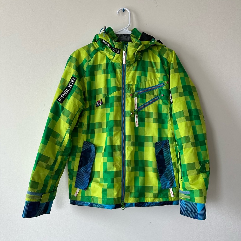 Vintage Fablice Green Checkered Ski Jacket